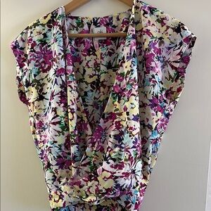 CAbi Floral Women's Blouse - Purple and Yellow